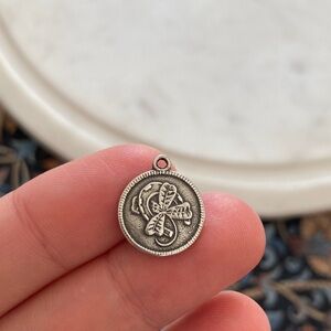 Antique 1910 Double-Sided Sterling Charm “Good Luck to You”, Horseshoe & Clover